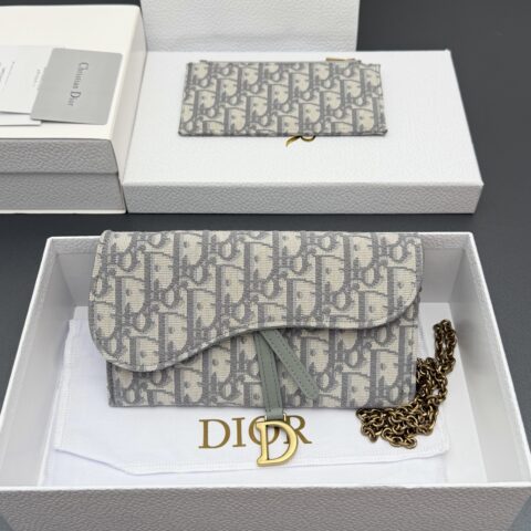 DIOR 小号马鞍包链条包系列 型号：S5614  提花灰/小牛皮