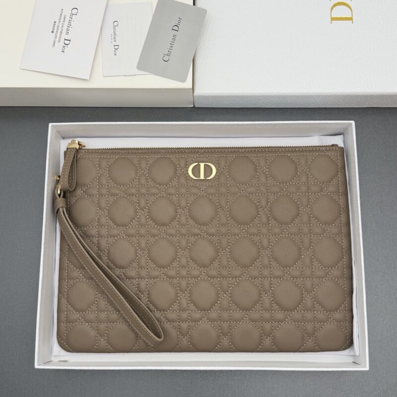 DIOR Caro Freesia手拿包系列 型号:S3399 灰色云朵纹牛皮腾格纹