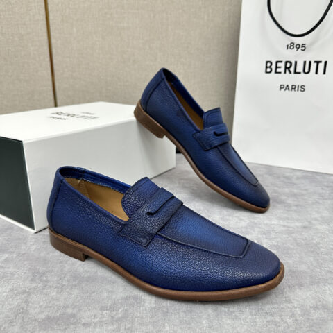 BERLUTI Lorenzo山羊皮🐐乐福鞋 黑蓝色