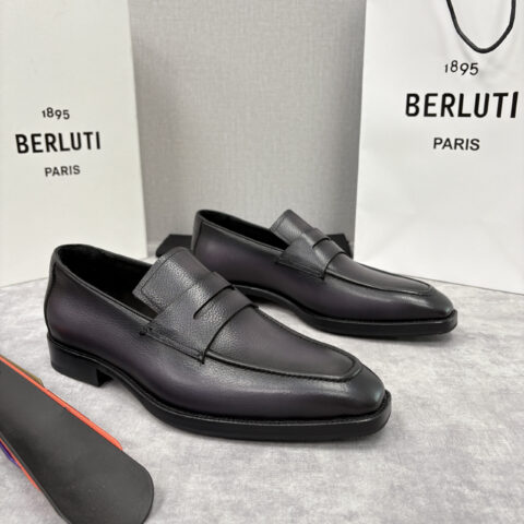 BERLUTI 新款男士手工擦色正装鞋乐福鞋皮鞋