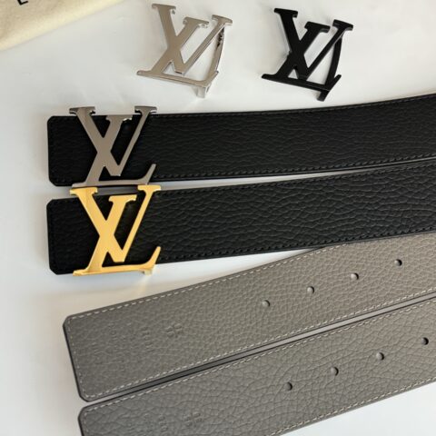 LV 男士腰带 原厂皮双面荔枝纹黑/灰双面可用