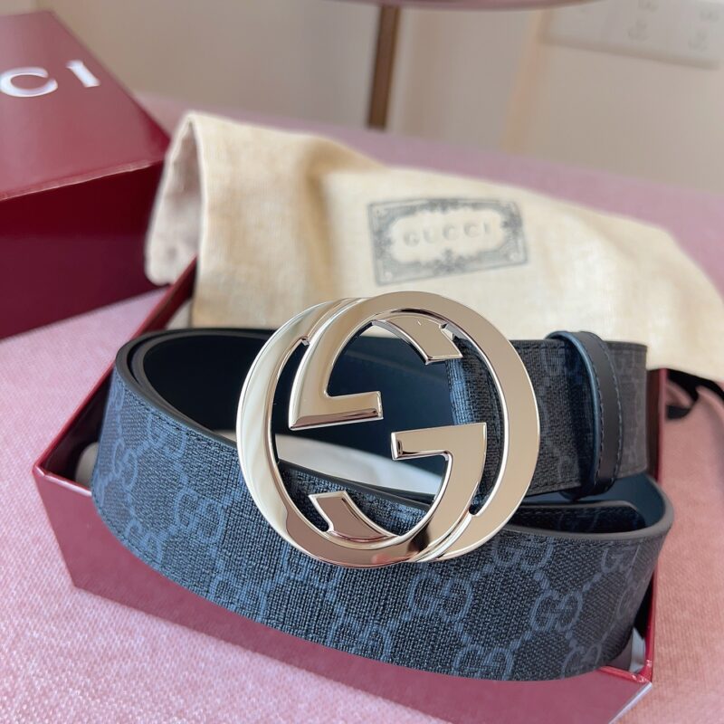 GUCCI 腰带经典款，简洁的款式和精品抛光面互锁G金属扣