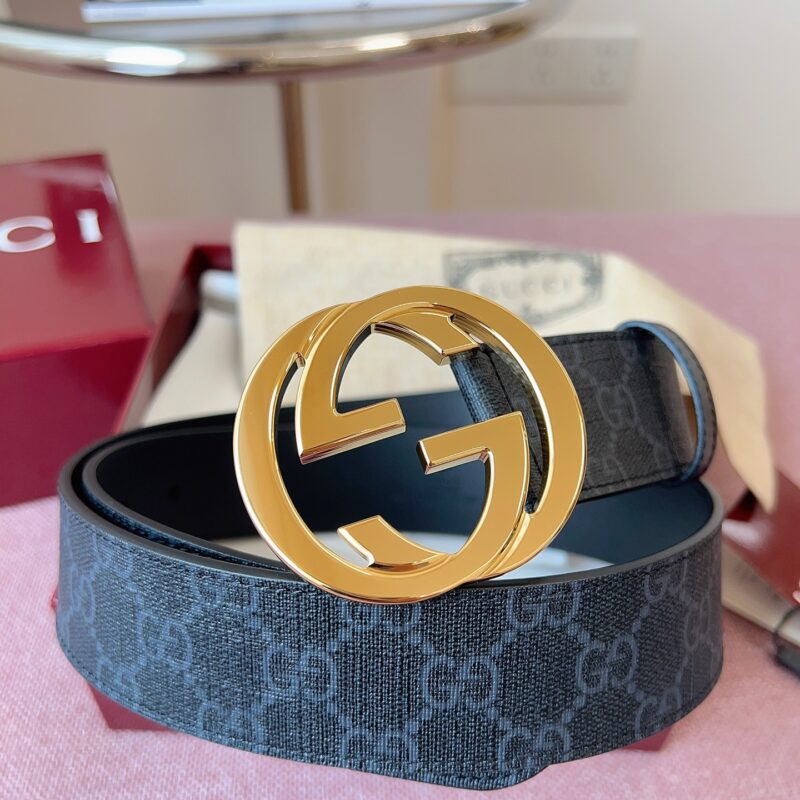GUCCI 腰带经典款，简洁的款式和精品抛光面互锁G金属扣