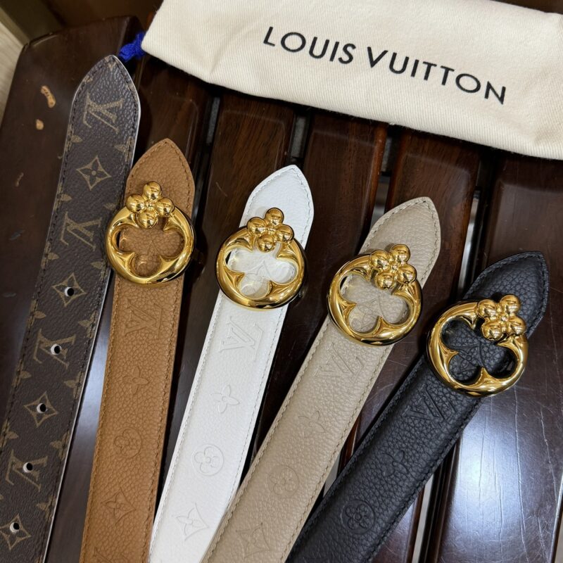 LV 女士腰带，宽度3.0cm 面皮定制帆布面料/意大利进口荔枝压饰