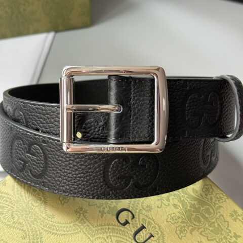 GUCCI 古驰GG牛皮印花精致针扣腰带