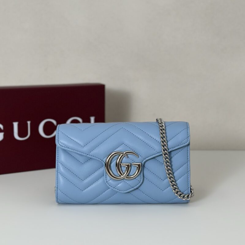 GUCCI 专柜品质，顶级原单货，实物实拍！款号837745浅蓝羊皮