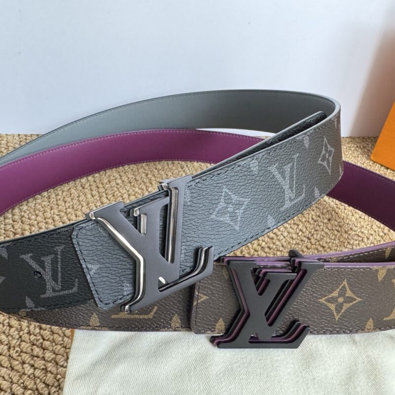 LV 双面腰带 定制帆布面料衬托醒目的高级灰色彩小牛皮皮底