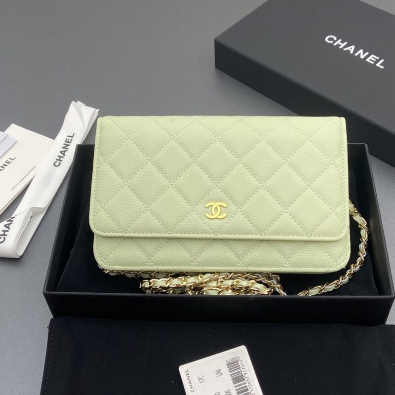 CHANEL 小香进口意大利鱼子酱牛皮 AP0250  淺綠細球紋金色鋼唛