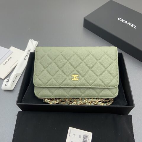 CHANEL 小香进口意大利鱼子酱牛皮 AP0250  希臘綠細球紋金色鋼唛