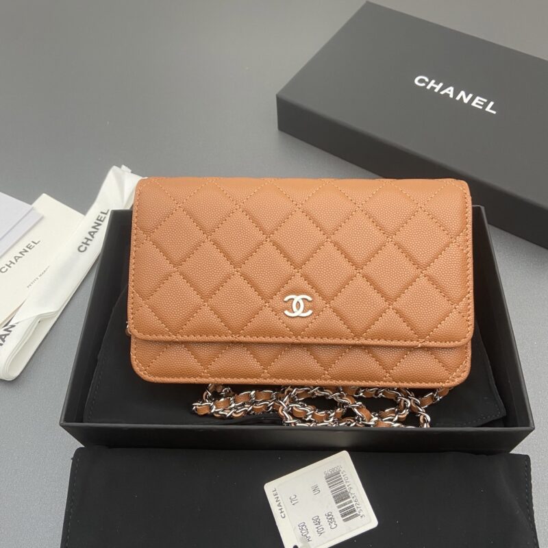 CHANEL 小香进口意大利鱼子酱牛皮 AP0250 焦糖細球紋銀色鋼唛