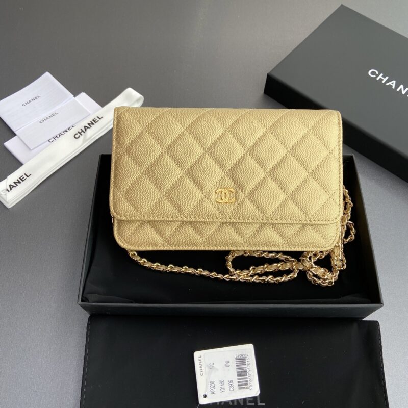 CHANEL 小香进口意大利顆粒小牛皮 AP0250 金細球紋金色鋼唛