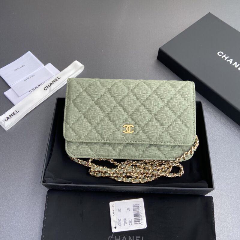 CHANEL 小香进口意大利顆粒小牛皮 AP0250 希臘緣細球紋金色鋼唛