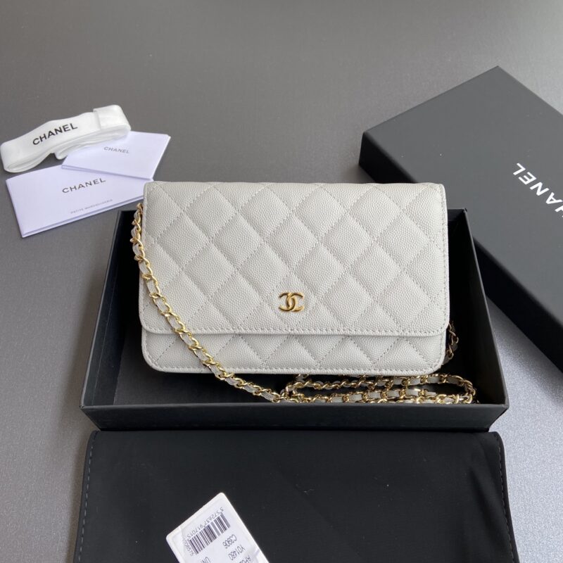 CHANEL 小香进口意大利顆粒小牛皮 AP0250 淺灰細球紋金色鋼唛