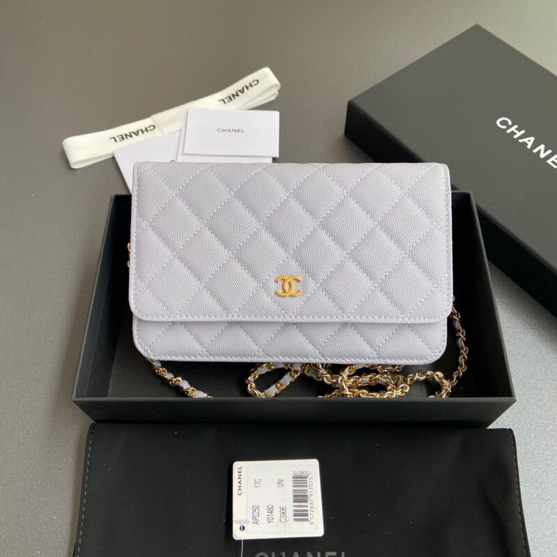 CHANEL 小香进口意大利顆粒小牛皮 AP0250 淺紫細球紋金色鋼唛