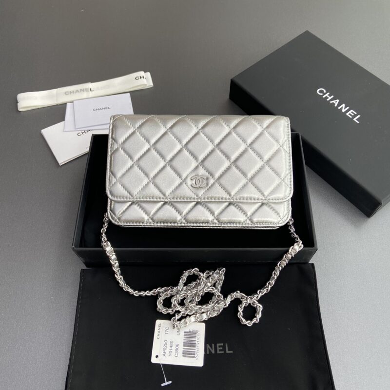 CHANEL 小香进口意大利小羊皮 AP0250 銀色羊皮銀色鋼唛