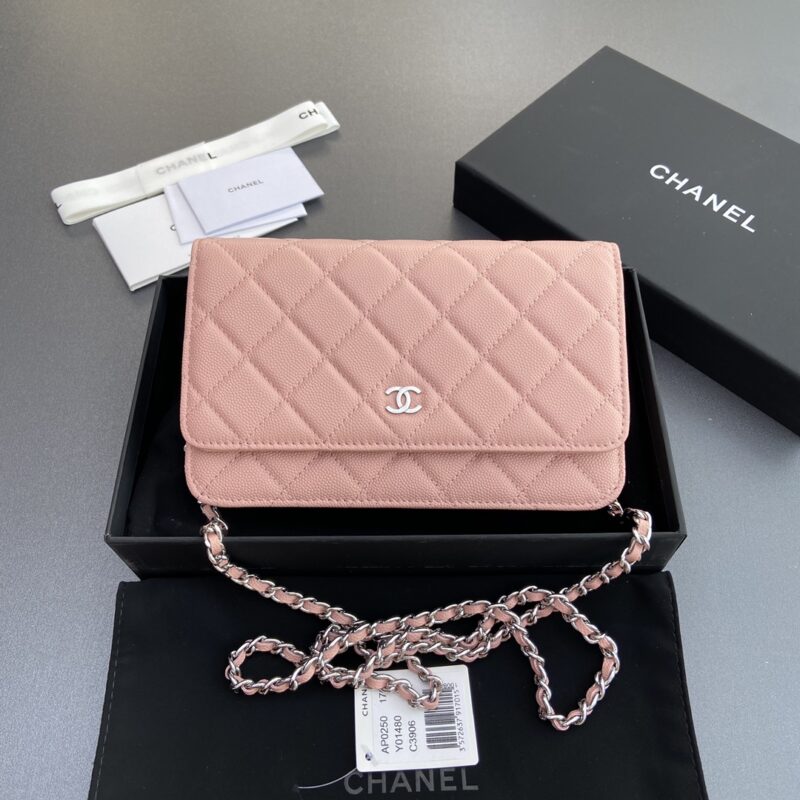 CHANEL 小香进口意大利顆粒小牛皮 AP0250  粉色細球紋銀色鋼唛