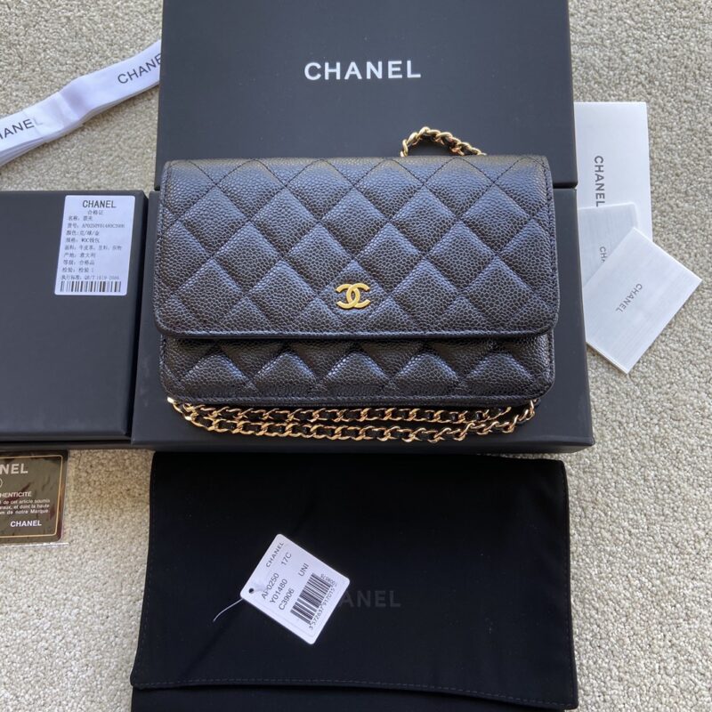 CHANEL 小香进口意大利颗粒小牛皮 AP0250  黑色纹纹金钢唛