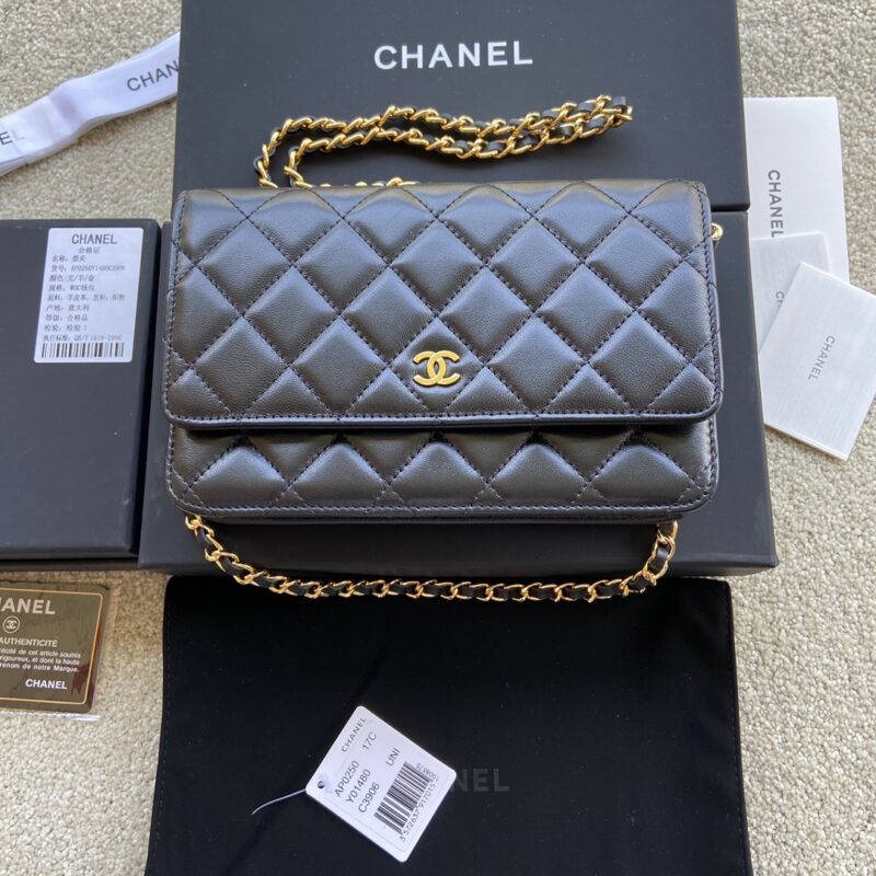 CHANEL 小香进口意大利小羊皮 AP0250  黑色小羊皮金色钢唛