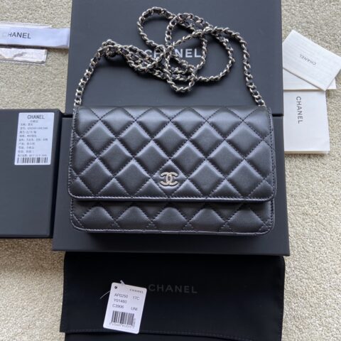 CHANEL 小香进口意大利小羊皮 AP0250 黑色小羊皮银色钢唛