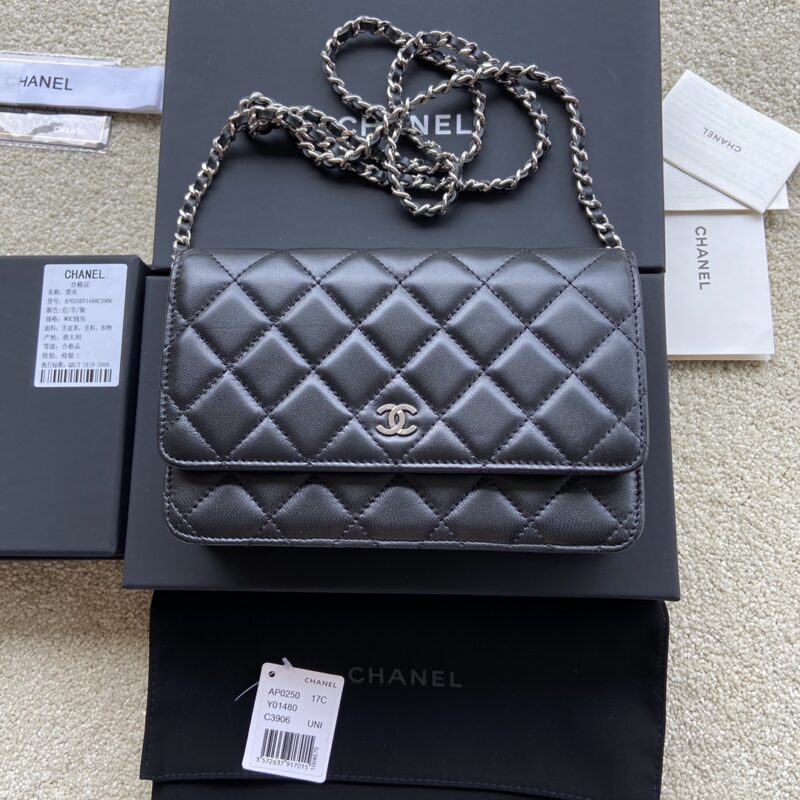 CHANEL 小香进口意大利小羊皮 AP0250 黑色小羊皮银色钢唛