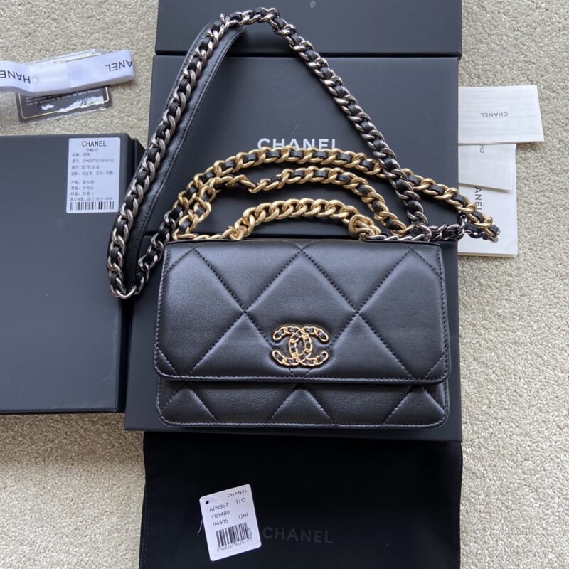 CHANEL 小香进口意大利皮 0957 黑色羊皮金色五金