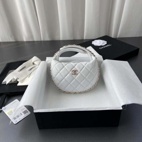 CHANEL 小香进口意大利羊皮 3095 白色羊皮配金色五金