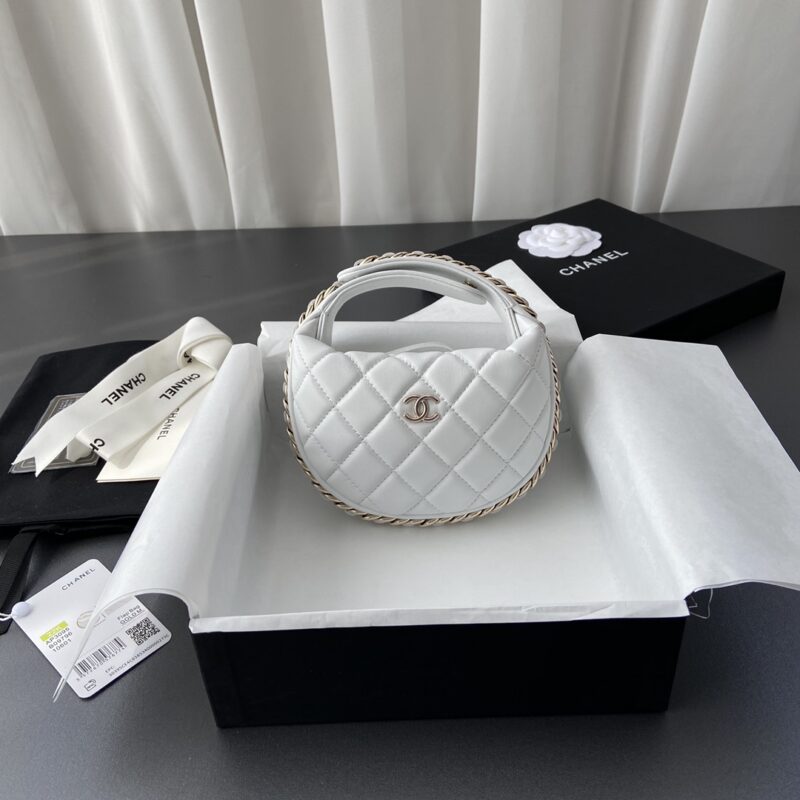 CHANEL 小香进口意大利羊皮 3095 白色羊皮配金色五金