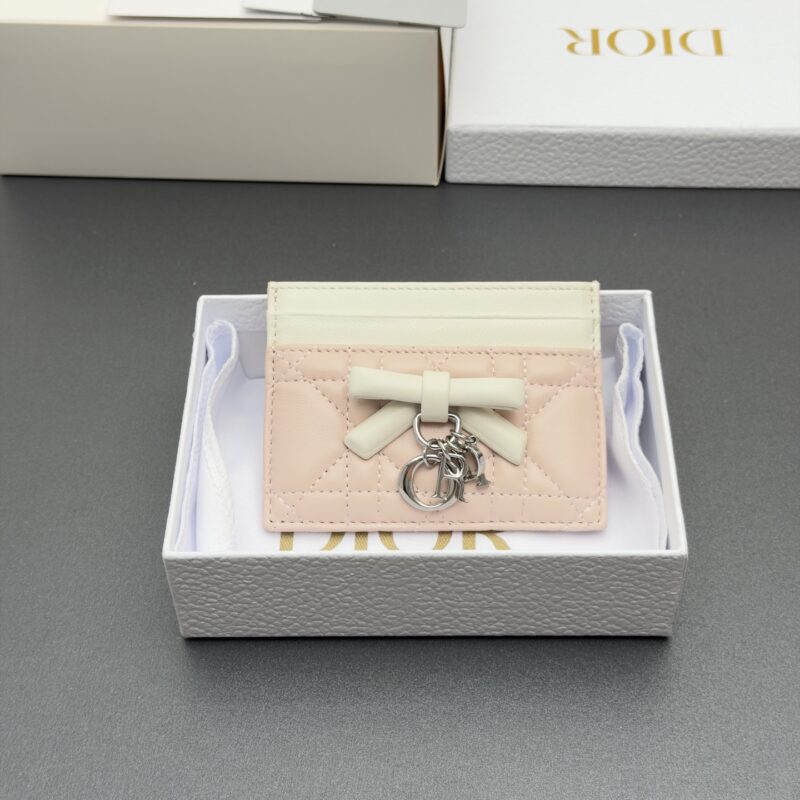 DIOR Lady Freesia卡夹系列 型号:S2604 淡柔粉拼奶白色腾格纹/羊皮