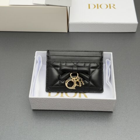 DIOR Lady Freesia卡夹系列 型号:S2604 黑色腾格纹/羊皮
