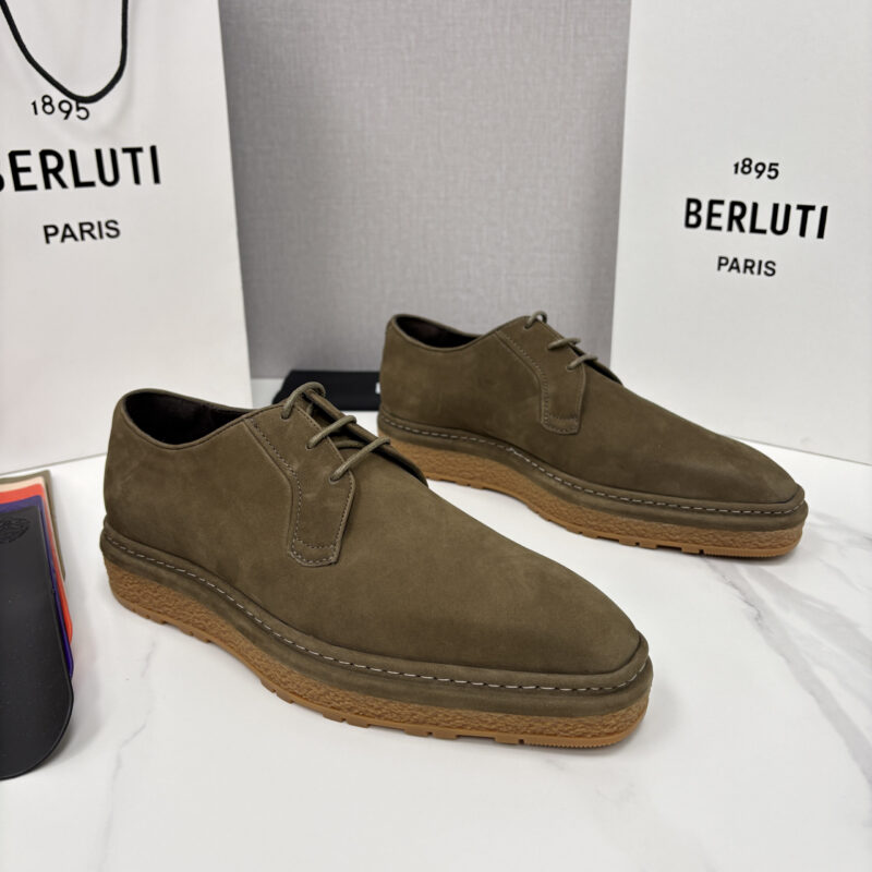 BERLUTI 绒面缝制胶底休闲皮鞋德比皮鞋