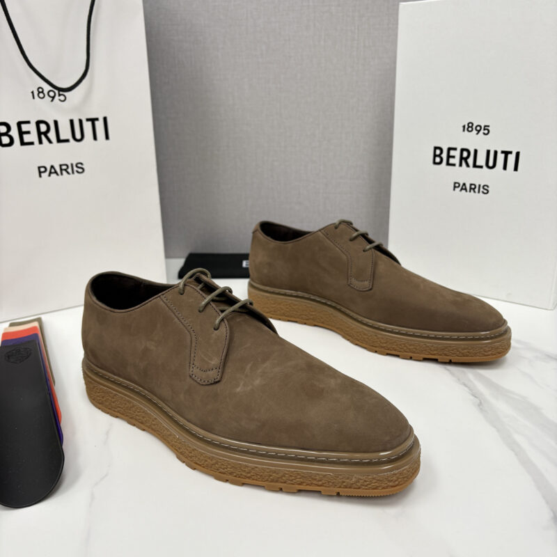 BERLUTI 绒面缝制胶底休闲皮鞋德比皮鞋