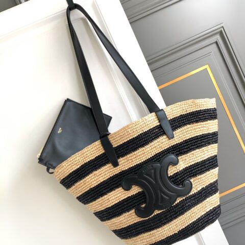 CELINE 拼接植物材料和牛皮革中号柔软经典提篮包 编号:114342