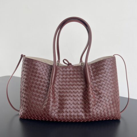 BV Pinacoteca中号托特手袋 817166 巴罗红/淡褐色