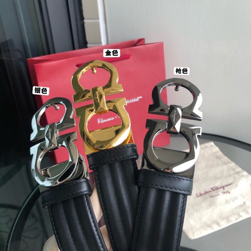 Ferragamo 菲拉格慕男士3.5cm精品专柜菱形切面夹扣