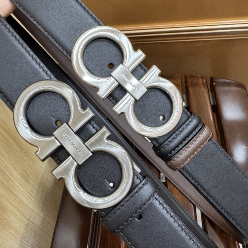Ferragamo菲拉格慕男士3.5cm精致专柜版型双圈马蹄金属扣