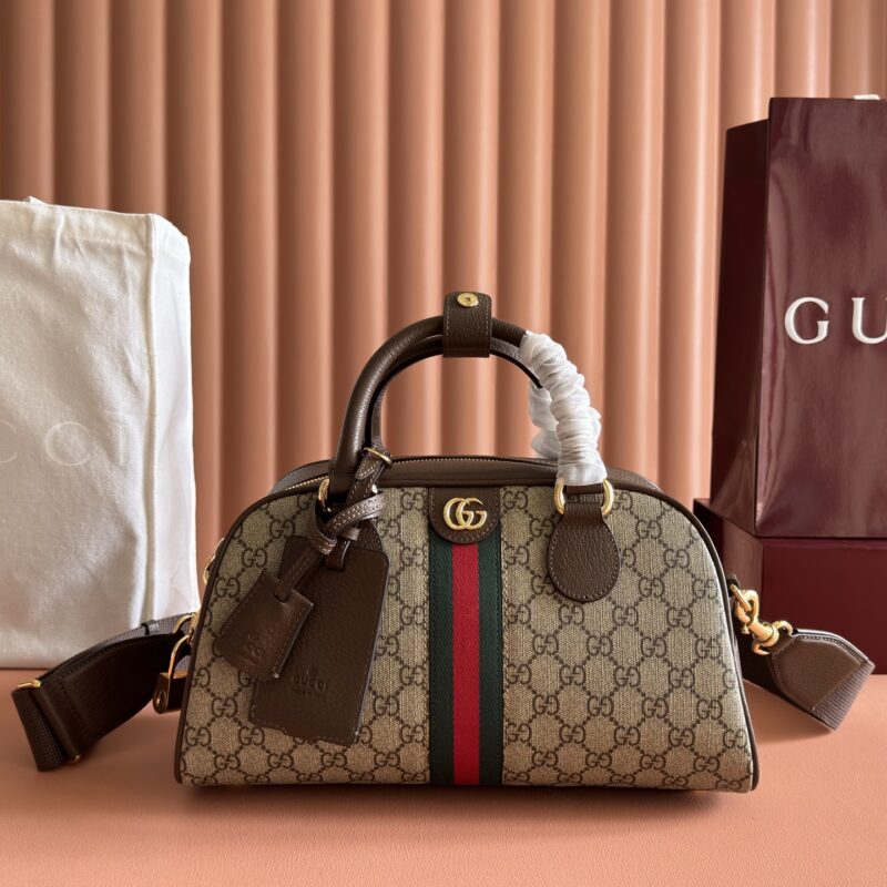 GUCCI Ophidia系列中号GG手提包 型号：724575 棕色/pvc