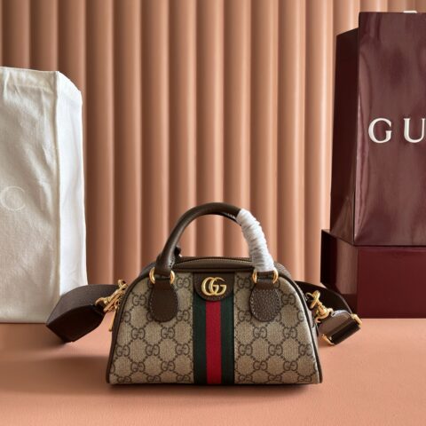 GUCCI Ophidia系列中号GG手提包 型号：724606 燕麦/pvc
