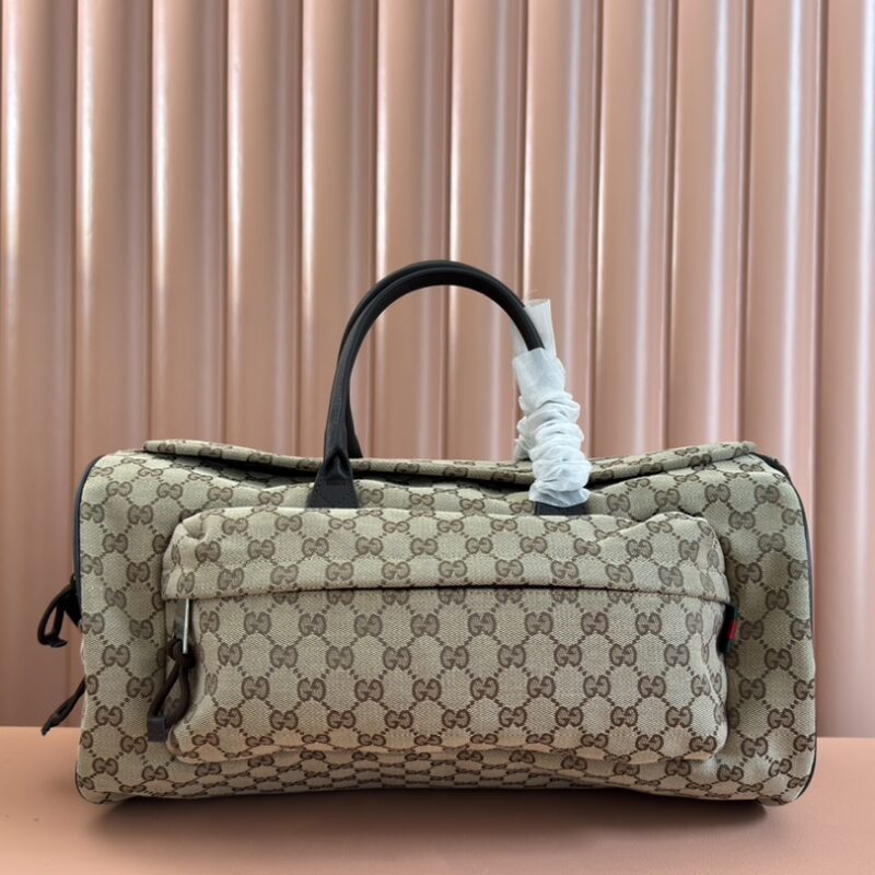 GUCCI GG旅行包 型号:800185 杏布啡/原厂皮 中号