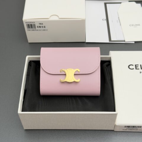 CELINE TRIOMPHE亮泽牛皮革钱包 编号:10D782CQH.04LU783 783花粉全皮