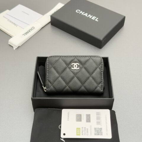 CHANEL  小香进口意大利粒颗小牛皮 A0216 黑色细球纹皮银色钢唛