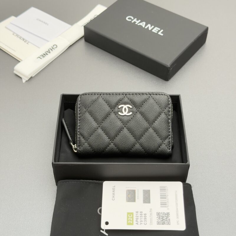 CHANEL  小香进口意大利粒颗小牛皮 A0216 黑色细球纹皮银色钢唛