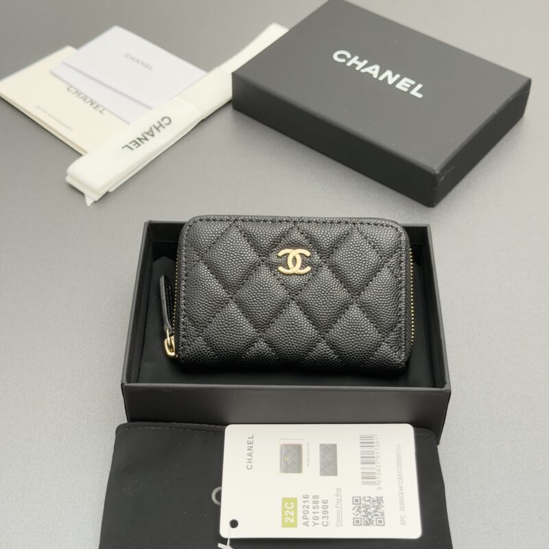 CHANEL 小香进口意大利粒颗小牛皮 A0216 黑色细球纹皮金色钢唛