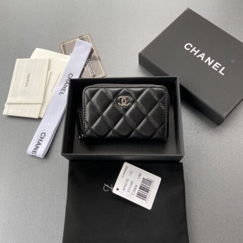 CHANEL 小香进口意大利羊皮 A0216 黑色羊皮银色钢唛