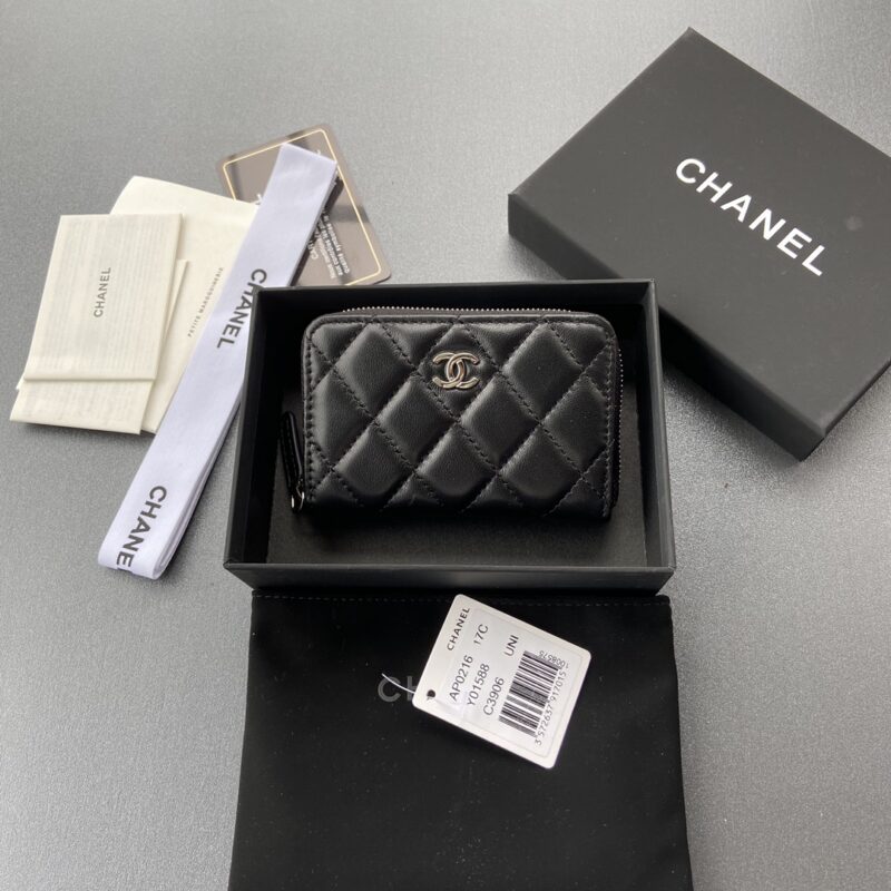 CHANEL 小香进口意大利羊皮 A0216 黑色羊皮银色钢唛