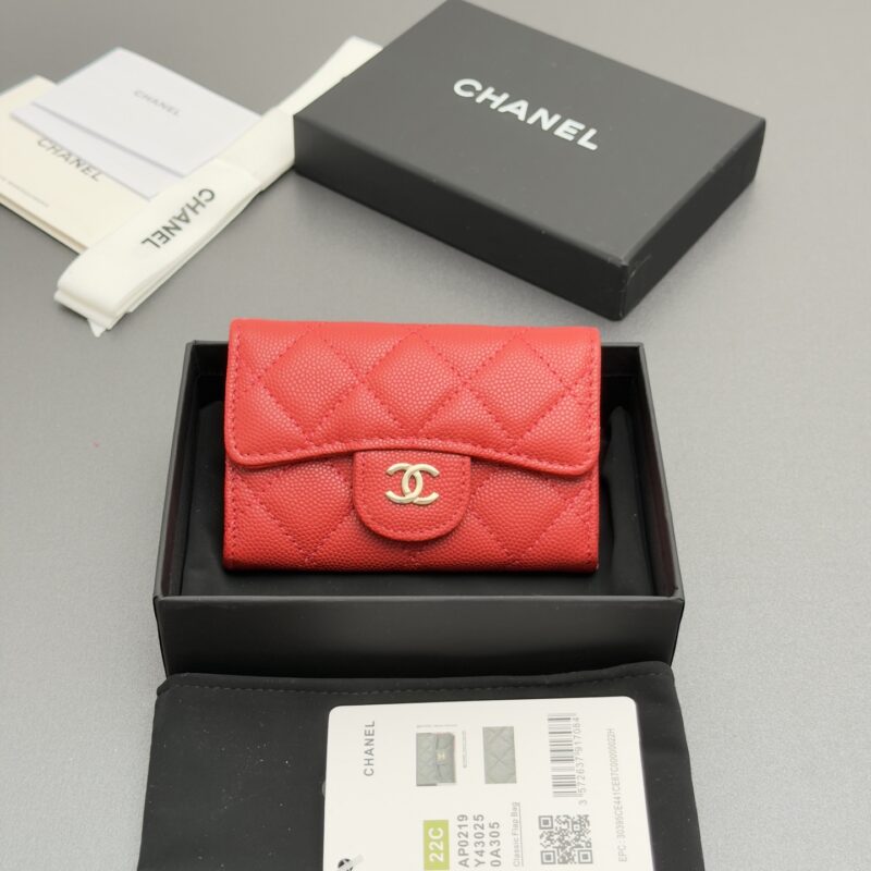 CHANEL 小香进口意大利皮 AP0219 大红色细球纹金色钢唛