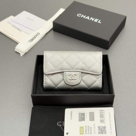 CHANEL 小香进口意大利皮 AP0219  银色细球纹银色钢唛