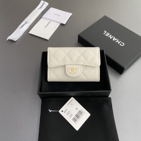 CHANEL 小香进口意大利皮 AP0219 白色细球纹金色钢唛