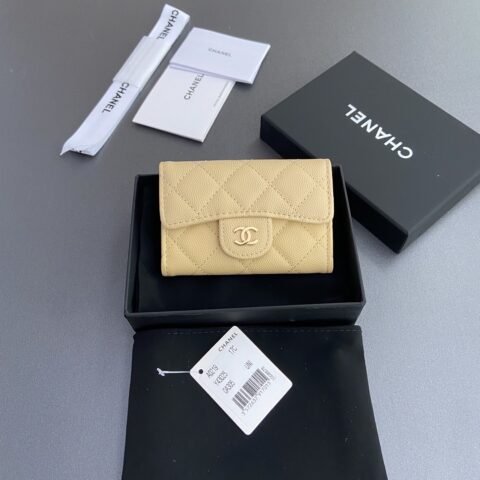 CHANEL 小香进口意大利皮 AP0219 杏色细球纹金色钢唛