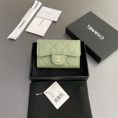 CHANEL 小香进口意大利皮 AP0219 希臘綠色细球纹金色钢唛