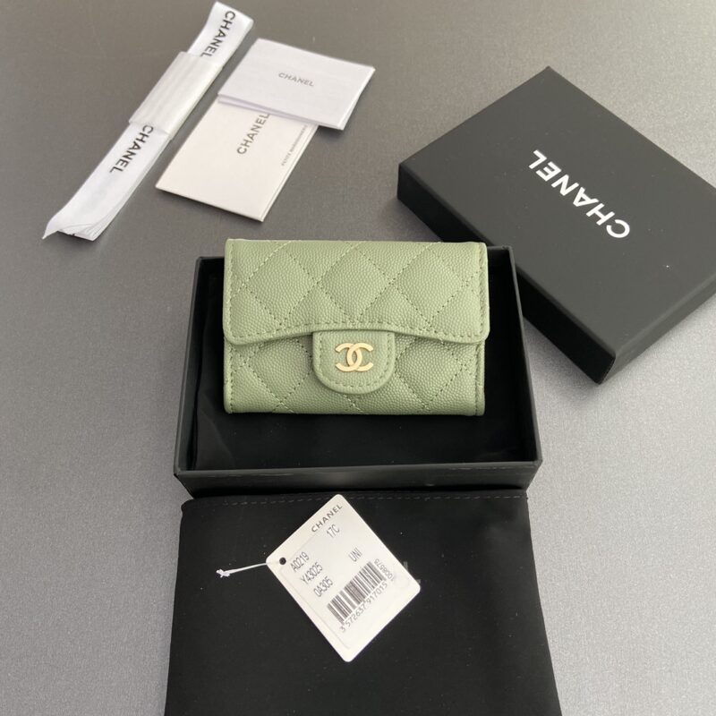 CHANEL 小香进口意大利皮 AP0219 希臘綠色细球纹金色钢唛